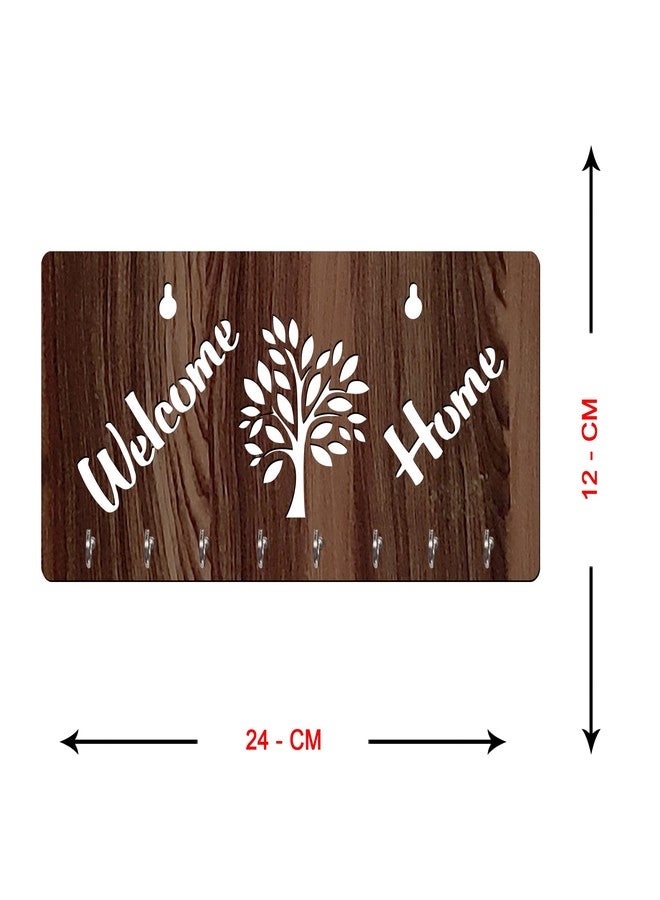Freny Exim Welcome Home Wooden Key Holder with Face Mask Hanging with 8 Hook - Brown 027 - Image 5