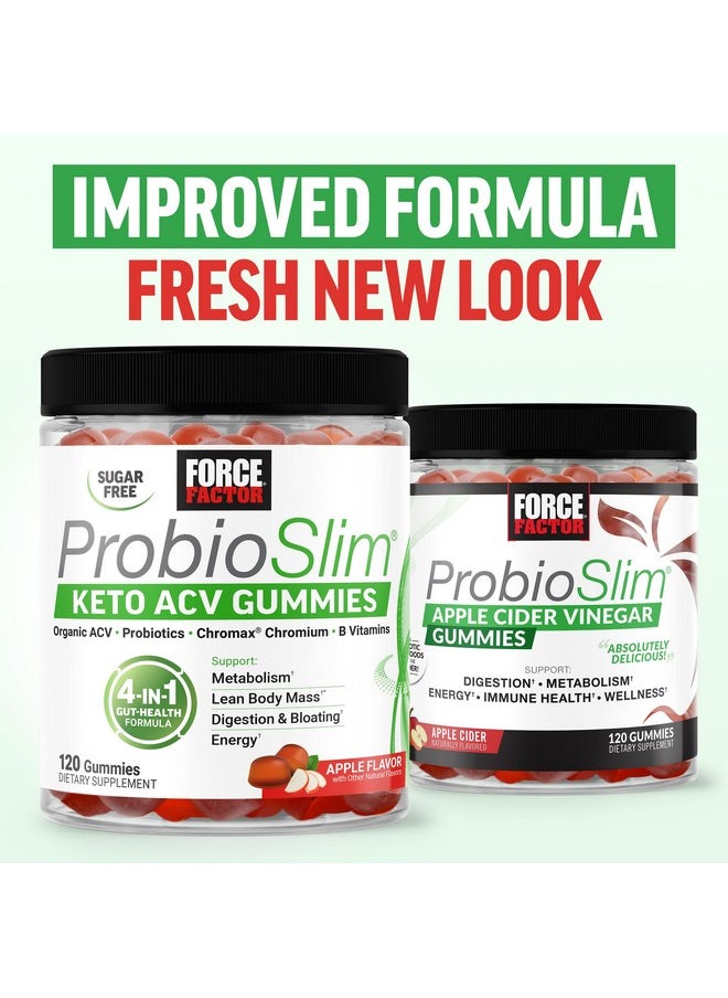 Force Factor Force Factor ProbioSlim Keto ACV Gummies, Organic Apple Cider Vinegar Gummies with LactoSpore Probiotics & Prebiotics to Support Digestion, Metabolism, & Immune Health, 1 Net Carb, Apple Flavor, 240ct  - Image 4