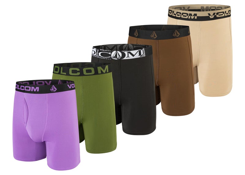 Volcom Mens Boxer Briefs Poly Spandex Performance Boxer Briefs Underwear (Purple/Green/Black/Brown/Khaki, Medium) - Image 1