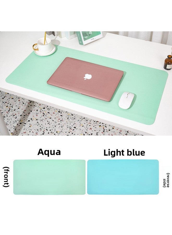 Advertising Leather Mouse Pad Custom Printed Pattern Desk Pad Custom Made Two-Color Writing Pad Desktop Waterproof Pad Printed Logo-Color:100cm*50cm [free Strap]-Pattern:Aqua Green + Light Blue - Image 1
