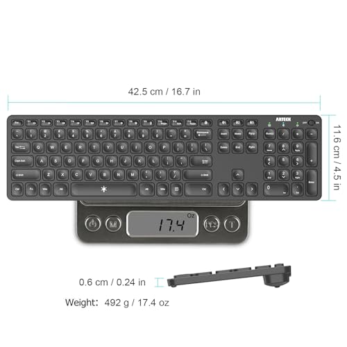 Arteck Universal Backlit 7-Colors & Adjustable Brightness Multi-Device Full Size Wireless Bluetooth Keyboard for Windows, iOS, iPad OS, Android, Computer Desktop Laptop Surface Tablet Smartphone - Image 5