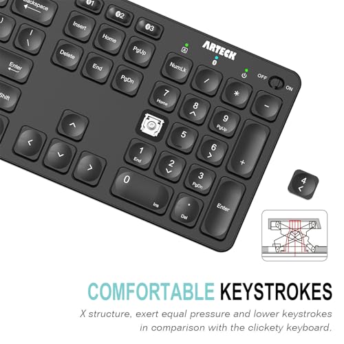 Arteck Universal Backlit 7-Colors & Adjustable Brightness Multi-Device Full Size Wireless Bluetooth Keyboard for Windows, iOS, iPad OS, Android, Computer Desktop Laptop Surface Tablet Smartphone - Image 3