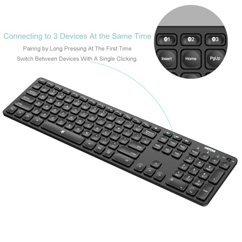 Arteck Universal Backlit 7-Colors & Adjustable Brightness Multi-Device Full Size Wireless Bluetooth Keyboard for Windows, iOS, iPad OS, Android, Computer Desktop Laptop Surface Tablet Smartphone - Image 2