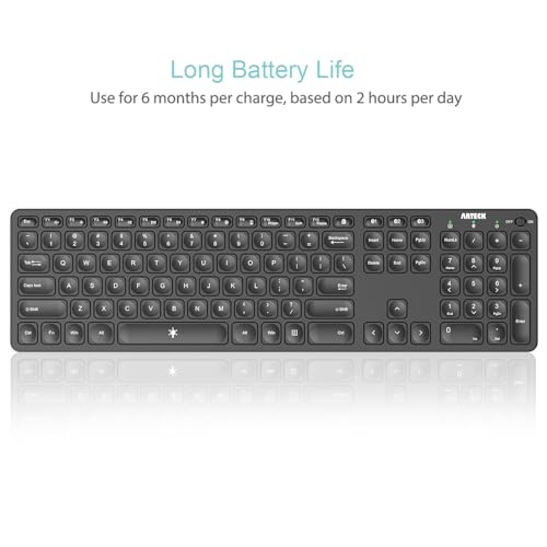 Arteck Universal Backlit 7-Colors & Adjustable Brightness Multi-Device Full Size Wireless Bluetooth Keyboard for Windows, iOS, iPad OS, Android, Computer Desktop Laptop Surface Tablet Smartphone - Image 4