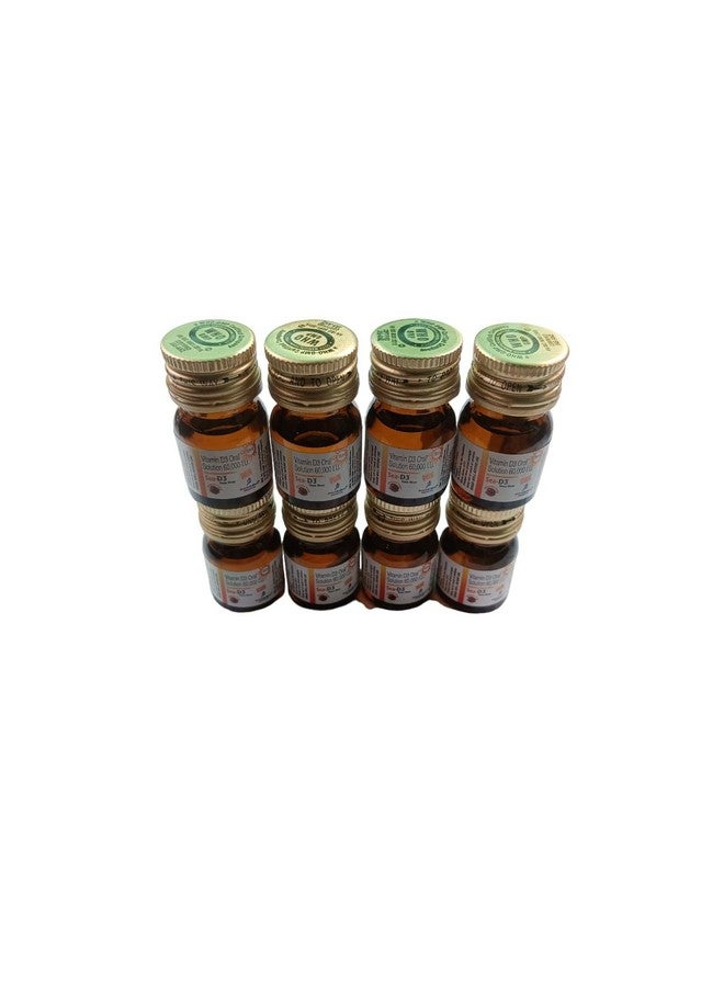D3 Nano Shots/Vitamin D3 60000 I.U Suga Free Oral Solution Syrup(8 Shots Of 5Ml Each) = 2 Boxes, 1 Count