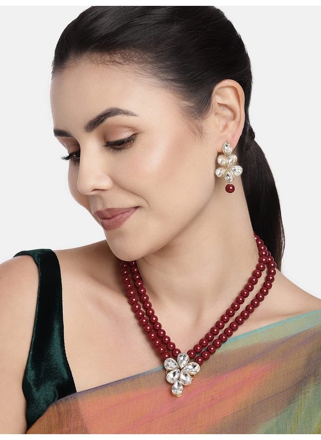 I Jewels I Jewels 18k Gold Plated Traditional Kundan & Pearl Studded Necklace Jewellery Set For Women (ML311M)  - Image 2