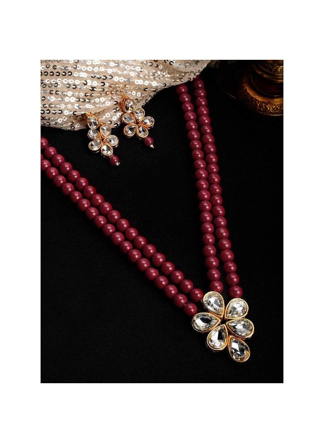 I Jewels I Jewels 18k Gold Plated Traditional Kundan & Pearl Studded Necklace Jewellery Set For Women (ML311M)  - Image 4
