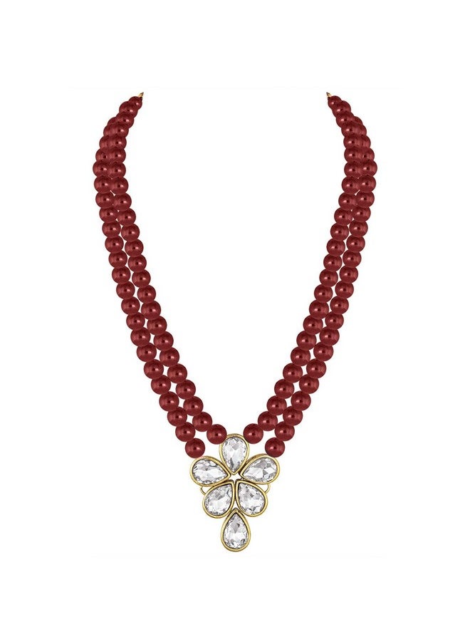 I Jewels I Jewels 18k Gold Plated Traditional Kundan & Pearl Studded Necklace Jewellery Set For Women (ML311M)  - Image 5