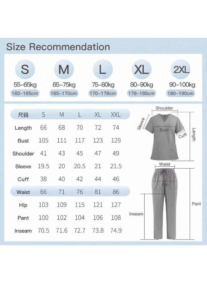 NIBEMINENT Women's Medical Scrubs Uniform Set 2-Piece, Unisex Fit Soft Scrubs Top & Pants - Image 2