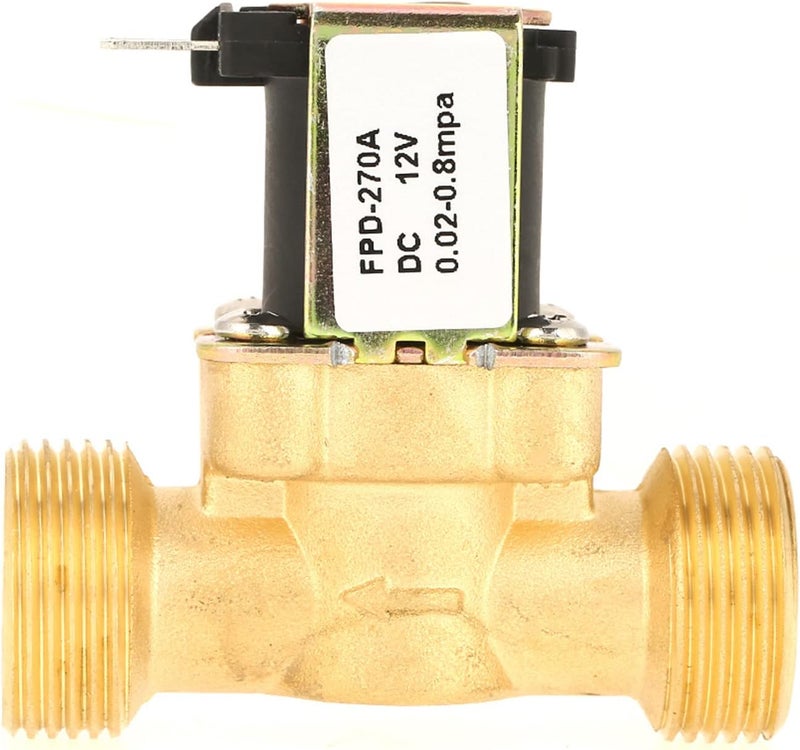 1pc DC12V G3/4 Normally Closed Brass Electric Solenoid Valve for Water, NC Electric Water Valve with Flow Direction Indicator, Compatible with 0.02–0.8MPa Pressure - Image 4