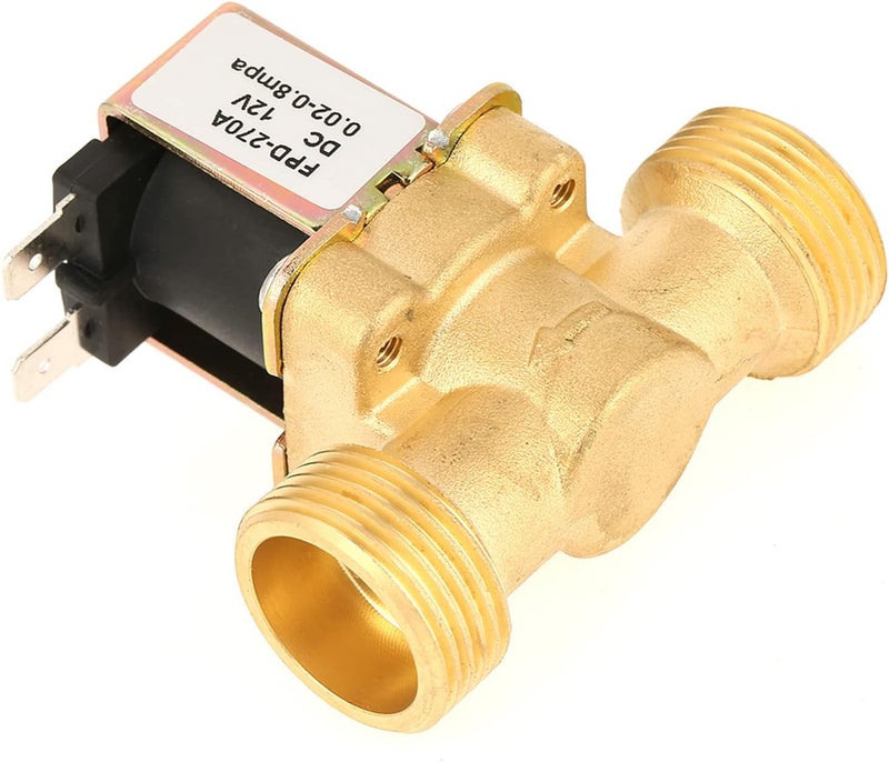 1pc DC12V G3/4 Normally Closed Brass Electric Solenoid Valve for Water, NC Electric Water Valve with Flow Direction Indicator, Compatible with 0.02–0.8MPa Pressure - Image 2