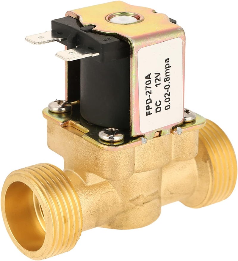 1pc DC12V G3/4 Normally Closed Brass Electric Solenoid Valve for Water, NC Electric Water Valve with Flow Direction Indicator, Compatible with 0.02–0.8MPa Pressure - Image 1
