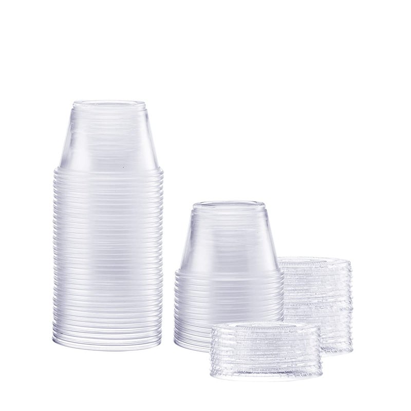 Gusto GUSTO 4 oz  50 Count Clear Disposable Plastic Portion Cups with Lids  Souffl Cups Clear Jello Shot Containers With Lids Perfect for salad Dressing and More  Formerly Comfy Package 