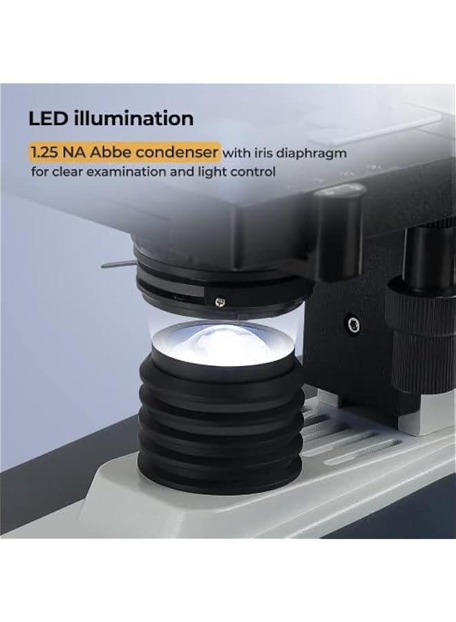 Arabest 【Research-Grade】  Lab Compound Trinocular Microscopes 40X-2500X Magnification with 7 LCD Screen 5MP E-Eyepiece, Two-Layer Mechanical Stage for Animal Husbandry, Pet Hospitals, Lab, Farms - Image 5