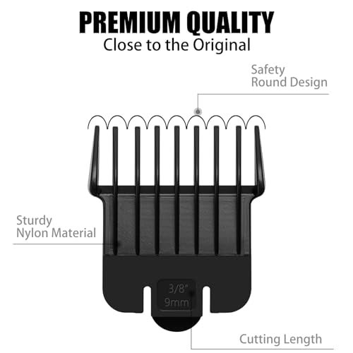 Wusuker 5 Pack T Outliners Guards Fit for Andis T Outliner Trimmer, Replacement Trimmer Guards Cutting Lengths from 1/32"-3/8" Inch Fit Andis T Outliner #04710#04521 Blade Snap-on Attachment Combs Set, Black - Image 4