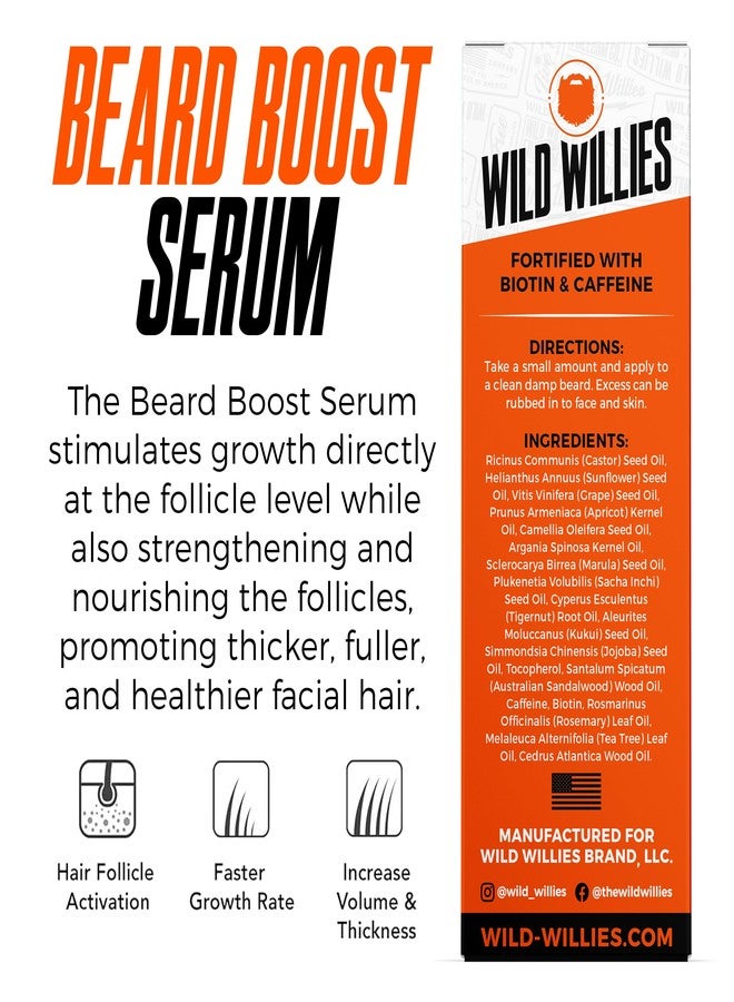 Wild Willies Beard Growth Serum (2-Pack) - Natural Beard Care with Biotin & Caffeine for Healthier, Thicker & Fuller-Looking Mustache - Daily Grooming Routine Nourishes & Hydrates Mens Facial Hair - Image 2