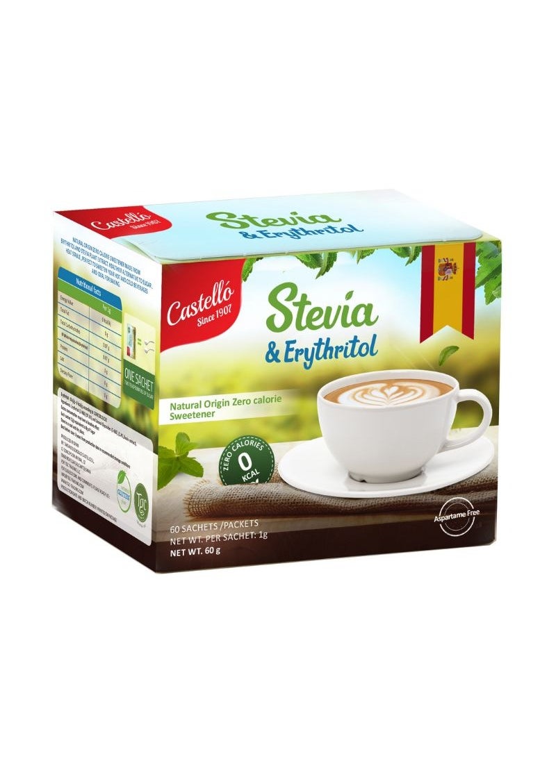 Castello since 1907 Zero Calorie Stevia Sweetener 60 Sachets 60g  - Image 1