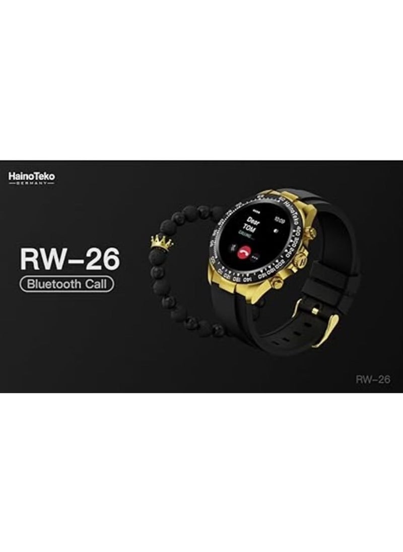 Haino Teko Germany RW 26 Round Smartwatch for Men – Stylish King Bracelet, Wireless Charger, Advanced Health & Fitness Tracking, Bluetooth Connectivity, Waterproof, 1.3-inch Display, Compatible with iOS & Android - Image 1