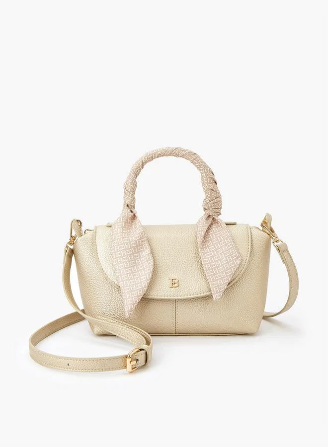 فلورا بيلا من شو إكسبرس Solid Satchel Bag with Detachable Strap and Scarf Detail
