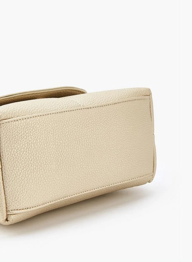 Flora Bella By Shoexpress Solid Satchel Bag with Detachable Strap and Scarf Detail
