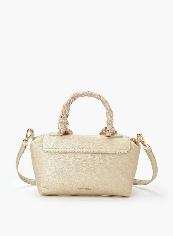 Flora Bella By Shoexpress Solid Satchel Bag with Detachable Strap and Scarf Detail