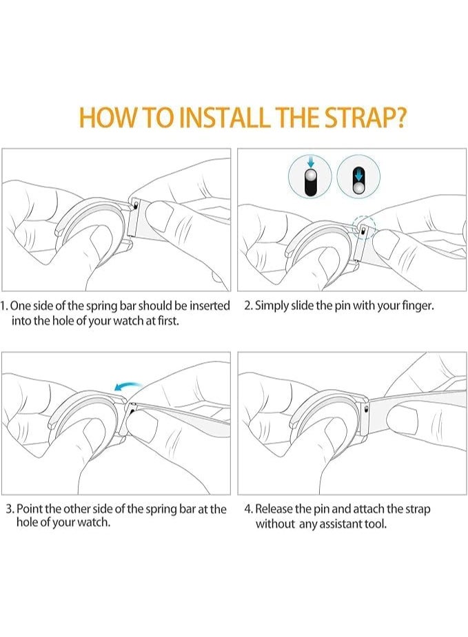 22mm Genuine Leather Watch Band – Replacement Strap with Stainless Steel Buckle – Compatible with Samsung Watch, Huawei Watch, Amazfit & Other Smartwatches Using 22mm Strap (Black, Black Buckle) - Image 3