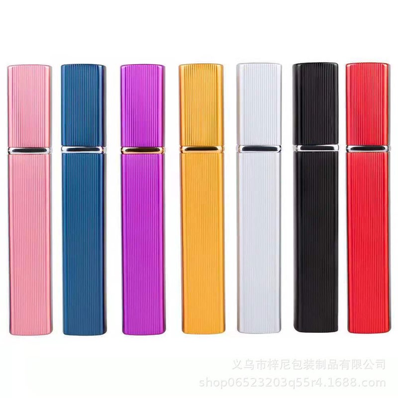 12Ml Stripesd Aluminum Square Tube Perfume Bottle Press Dispensing Bottle Convenient Travel Spray Glass Bottle Empty Bottle - Image 3