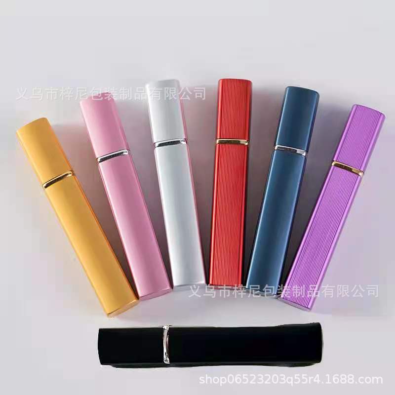 12Ml Stripesd Aluminum Square Tube Perfume Bottle Press Dispensing Bottle Convenient Travel Spray Glass Bottle Empty Bottle - Image 2