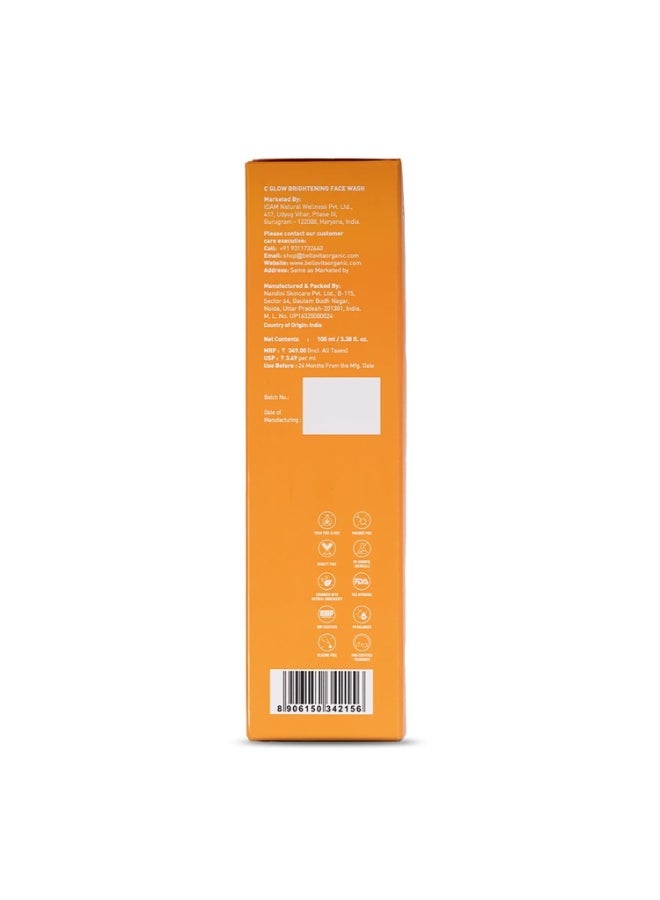 Bella Vita Organic Vitamin C-Glow Natural Face Wash with Honey, Aloe and Sandalwood, Oil Control, Acne Removal and Glowing Skin for Men and Women - 100 ml - Image 2