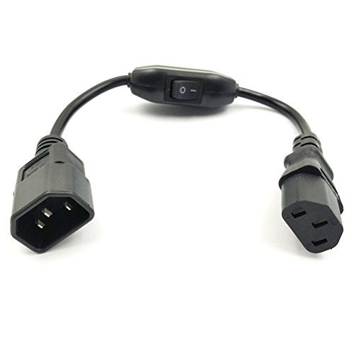 Duttek Power Cord with Switch, PC Power Cord Inline Switch IEC 320 Mains Power C14 to C13 Male to Female Power Extension Cord Cable with Switch Standard Computer to PDU 30CM/1FT - Image 1