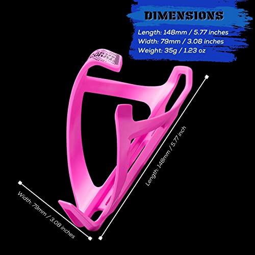 corki Cycles Bike Water Bottle Holder Right Side Load Water Bottle Cage for Road, MTB, Gravel Bicycles Magenta Pink 2 Pack - Image 2