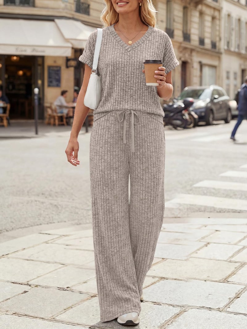 LILLUSORY Womens 2 Piece Lounge Sets 2026 Summer Vacation Outfits Airport Travel Resort Wear Beach Matching Spring Sweatsuit Khaki L - Image 2
