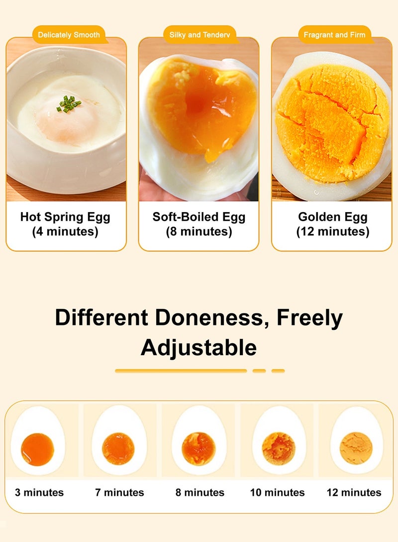 يو إل اتش واي سي طباخ بيض كهربائي بسعة 7 بيضات، جهاز طهي بالبخار متعدد الوظائف ذو طبقتين لتحضير الذرة والزلابية، غلاية تعمل بلمسة واحدة مع رف تبخير إضافي، 220 فولت - Image 4