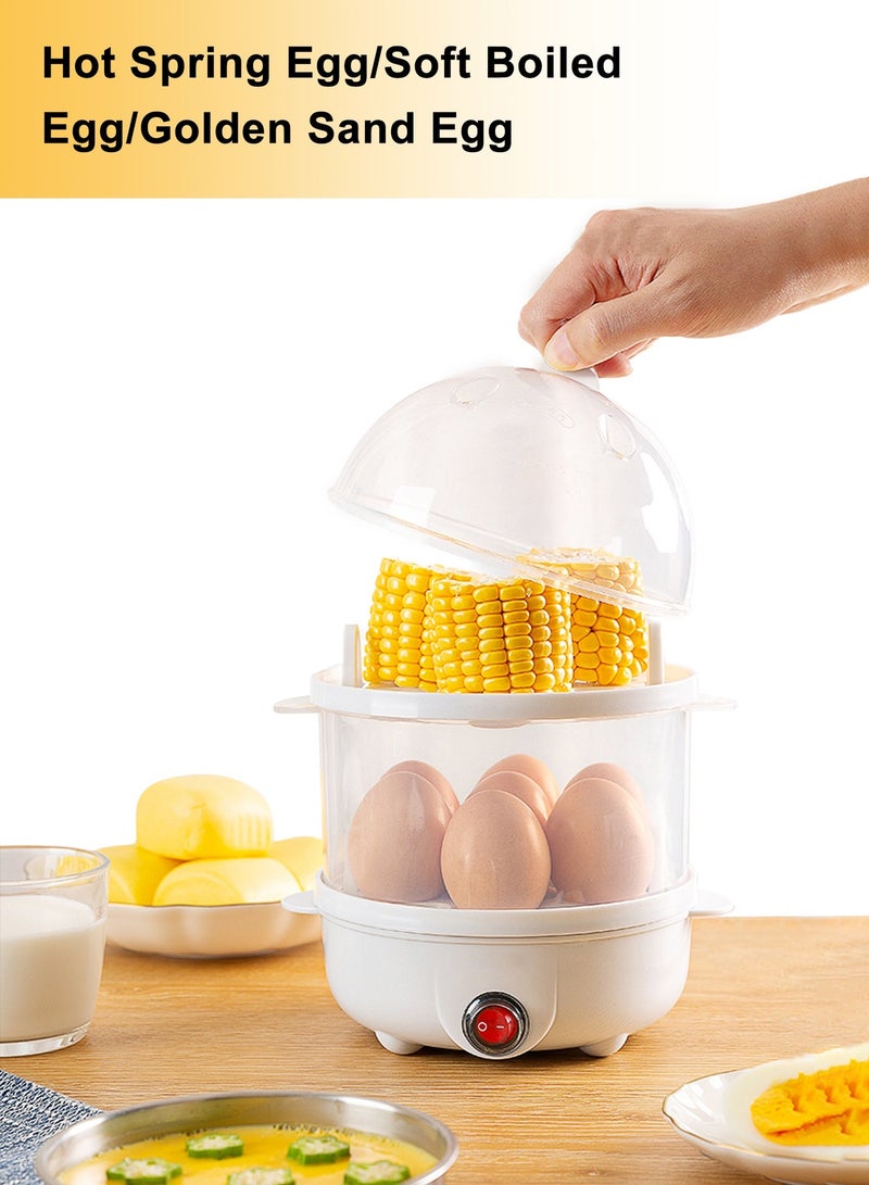 يو إل اتش واي سي طباخ بيض كهربائي بسعة 7 بيضات، جهاز طهي بالبخار متعدد الوظائف ذو طبقتين لتحضير الذرة والزلابية، غلاية تعمل بلمسة واحدة مع رف تبخير إضافي، 220 فولت - Image 2