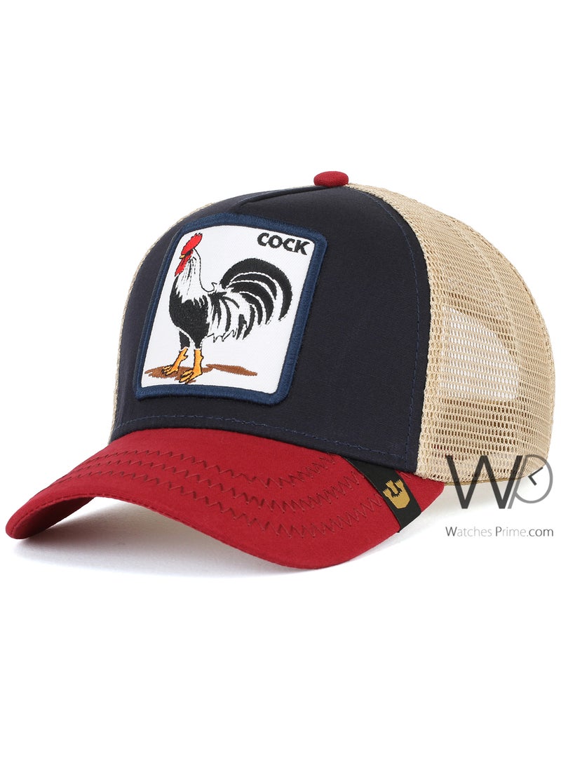 جورين بروس كاب جورين بروس Cock خلفية شبكة باللون الأزرق الداكن والأحمر  - Image 1