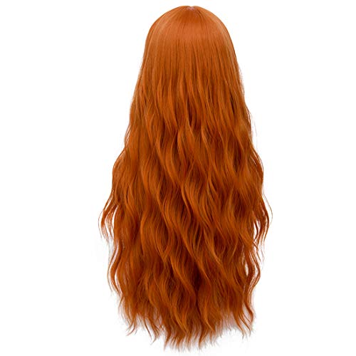 Probeauty Ginger Wig Long Orange Wig for Women Synthetic Heat Resistant Curly Wave Cosplay Wigs for Halloween Costume - Image 2
