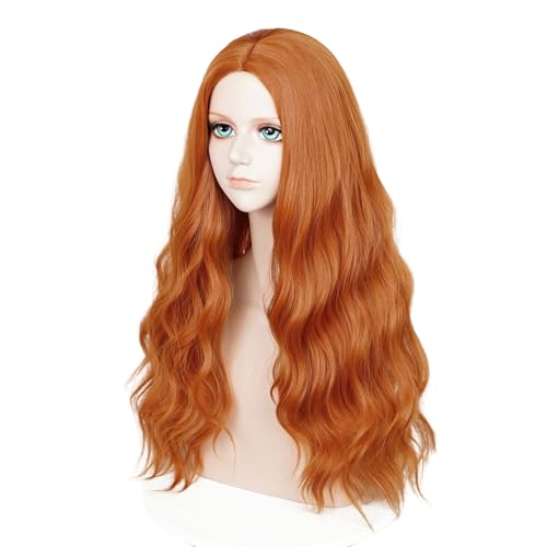 Probeauty Ginger Wig Long Orange Wig for Women Synthetic Heat Resistant Curly Wave Cosplay Wigs for Halloween Costume - Image 4