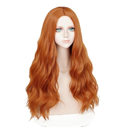Probeauty Ginger Wig Long Orange Wig for Women Synthetic Heat Resistant Curly Wave Cosplay Wigs for Halloween Costume - Image 3