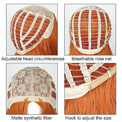Probeauty Ginger Wig Long Orange Wig for Women Synthetic Heat Resistant Curly Wave Cosplay Wigs for Halloween Costume - Image 5