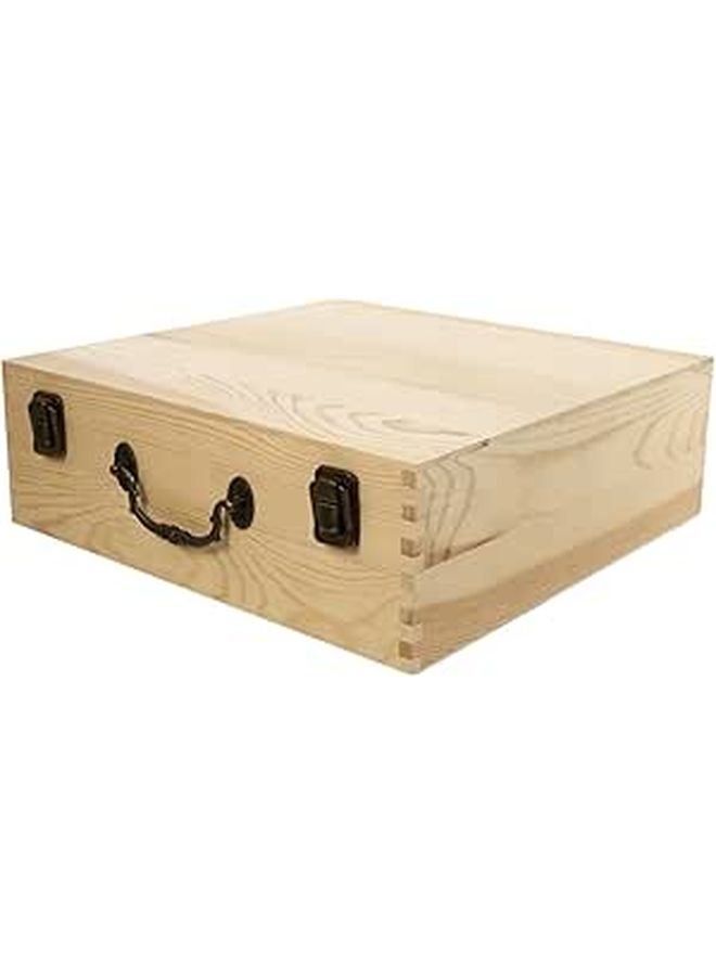Vintage Wooden Storage Box With Handle For Photos Crafts And Home Decor - Image 1