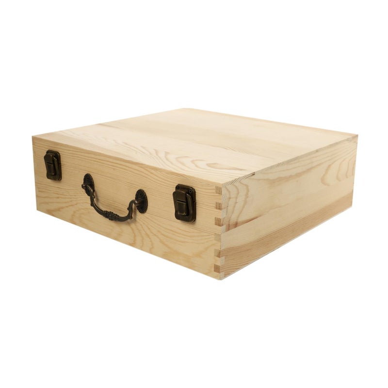 Vintage Wooden Storage Box With Handle For Photos Crafts And Home Decor - Image 2