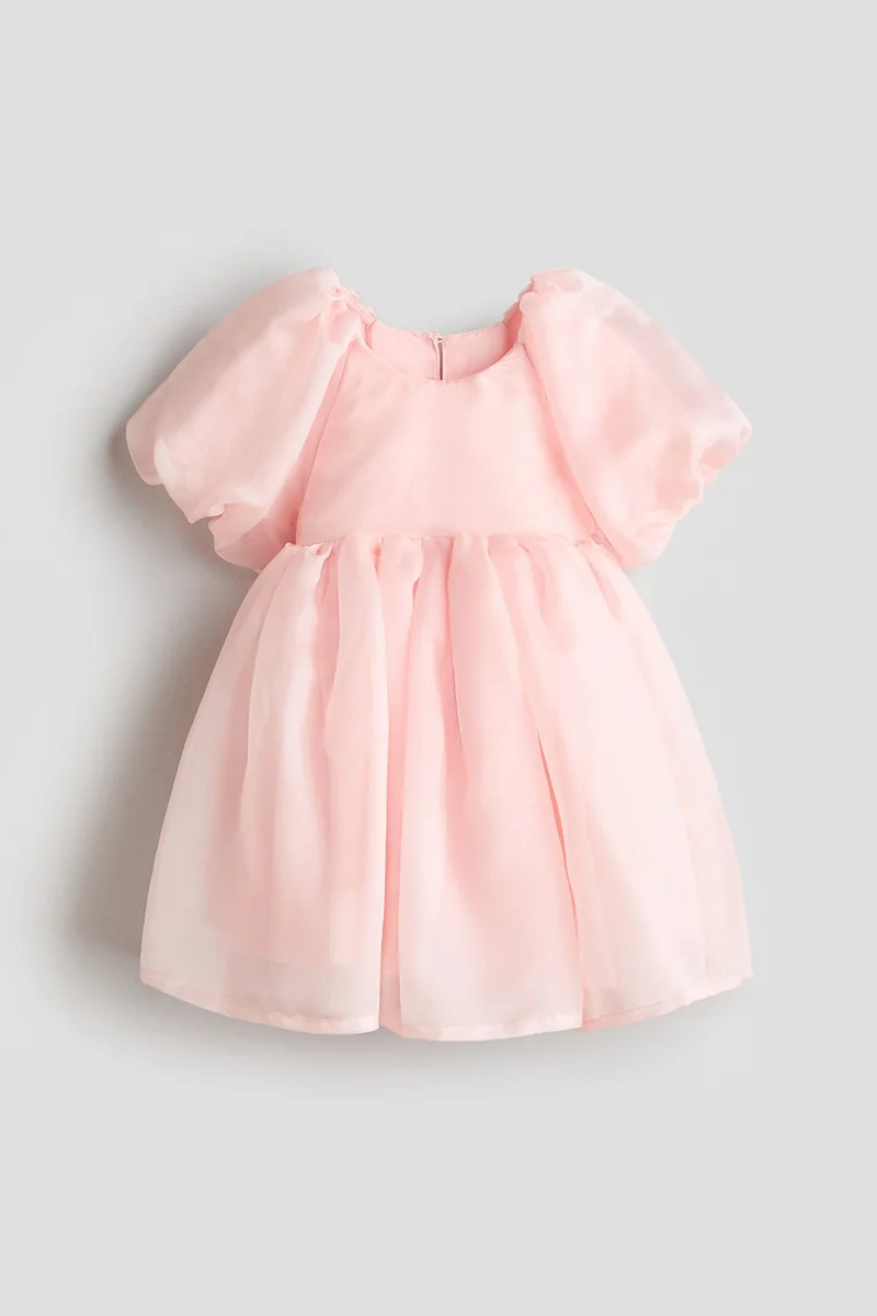 H&M Puff-sleeved satin dress