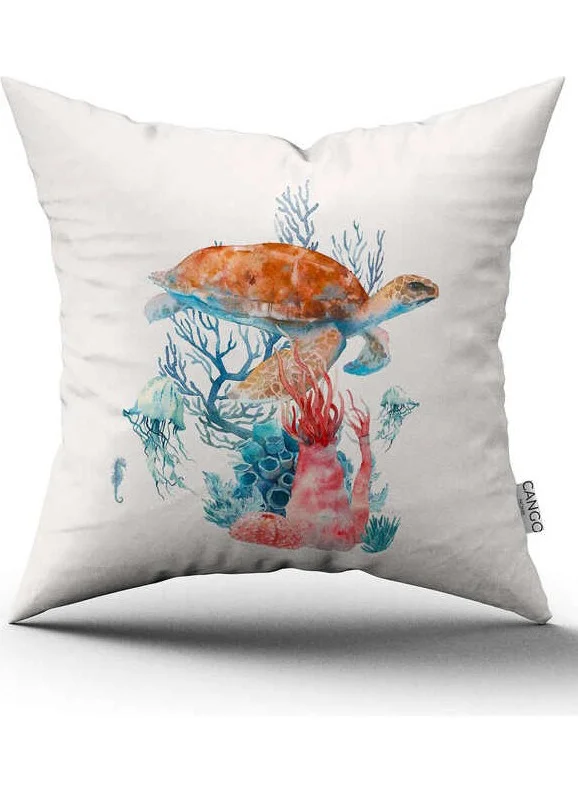 Cango Home Double Sided Red Blue Marine Patterned Digital Printed Throw Pillow Cover CGH1151