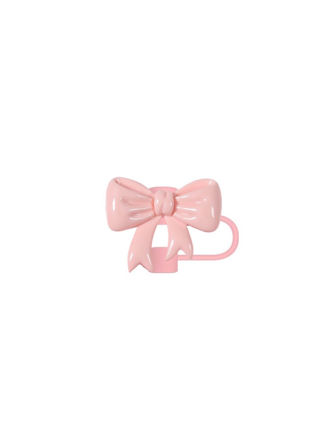 Cross-border New Color Bow Straw Dust Plug 10mm Straw Sleeve Stanley Cup Accessories Straw Lid-Color:Korean Powder-Specifications:10mm  - Image 1