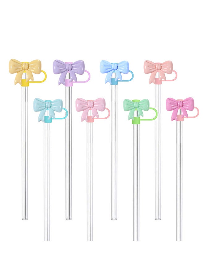 Cross-border New Color Bow Straw Dust Plug 10mm Straw Sleeve Stanley Cup Accessories Straw Lid-Color:Korean Powder-Specifications:10mm  - Image 2
