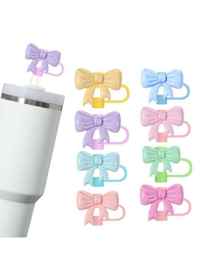 Cross-border New Color Bow Straw Dust Plug 10mm Straw Sleeve Stanley Cup Accessories Straw Lid-Color:Korean Powder-Specifications:10mm  - Image 4