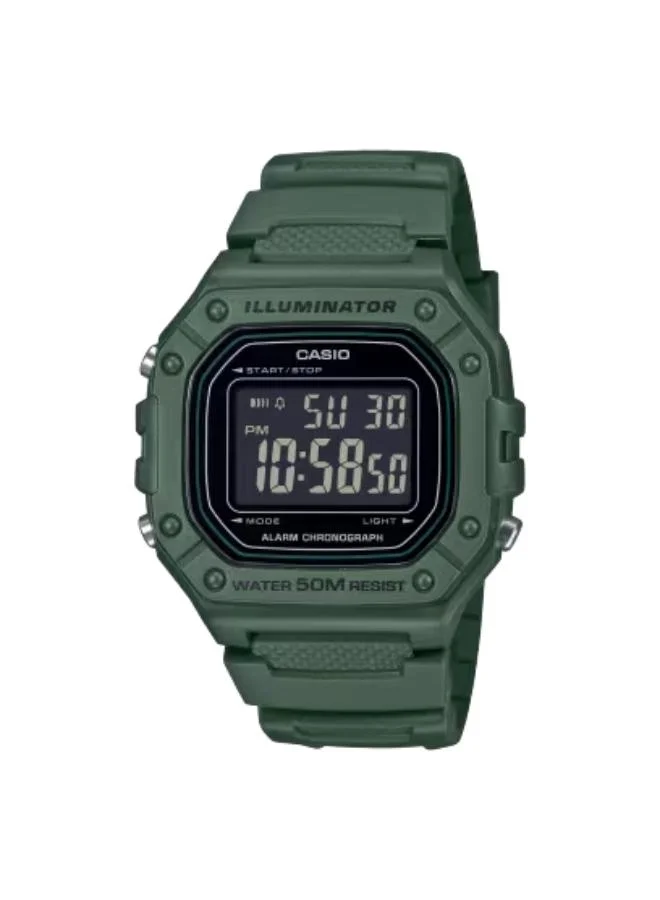 جي شوك Men's Resin Digital Watch W-218H-3BVDF - 43.2 mm