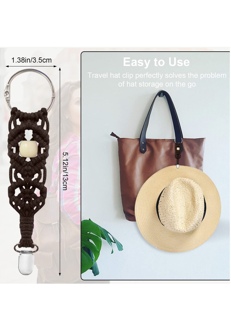 3 قطع مشابك قبعة متعددة الاستخدامات للسفر مناسبة للحقائب وحقائب الظهر والأمتعة مناسبة للنساء والأطفال والبالغين باللون الأسود والبيج والبني