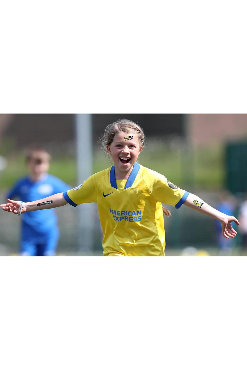 قوس قزح أورينبو 10 أوراق وشم كرة قدم مؤقتة للأطفال، 60 قطعة، ملصقات وشم وجه مؤقتة مقاومة للماء وقابلة للإزالة، وشم كرة القدم الرياضية - Image 3