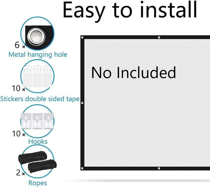 MOIZ 5Feet x 5Feet Projector Screen,4K 1:1 Portable Eyelet Premium Video Foldable Projection for HD Home Theater Cinema Anti-Crease Indoor Outdoor Office Classroom - Image 2
